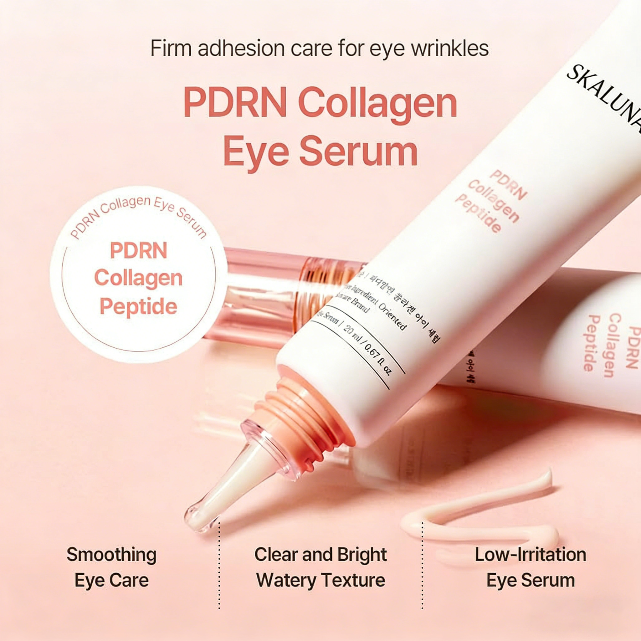 SKALUNA PDRN Collagen Eye Serum - Revived Under Eye Serum with Gentle, Smooth Formula for Sensitive Under Eye Skin 20ml / 0.68 fl.oz. Korean Glass Skin Care - Image 4