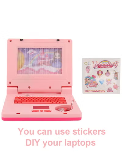 HAQI Kids Learning Laptop, Plastic High Simulation Educational Toddler Learning Computer Toy with (Non Retractable Mouse) Electronic Toy,Educational Learning Computer Simulation Music Preschool Pretend Toys with Retractable Mouse for Early Learning, Pink - Image 4