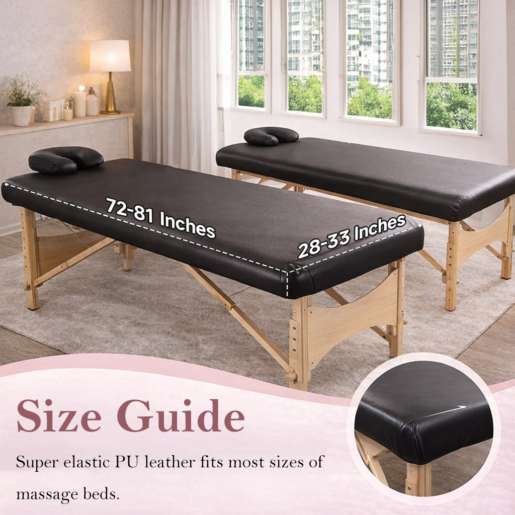 Premium PU Leather Massage Table Cover - Waterproof & Oil-Resistant Fitted Spa Bed Protector, Heavy Duty & Easy to Clean Mattress Pad for Massage Therapists, Salons & Estheticians - Image 2