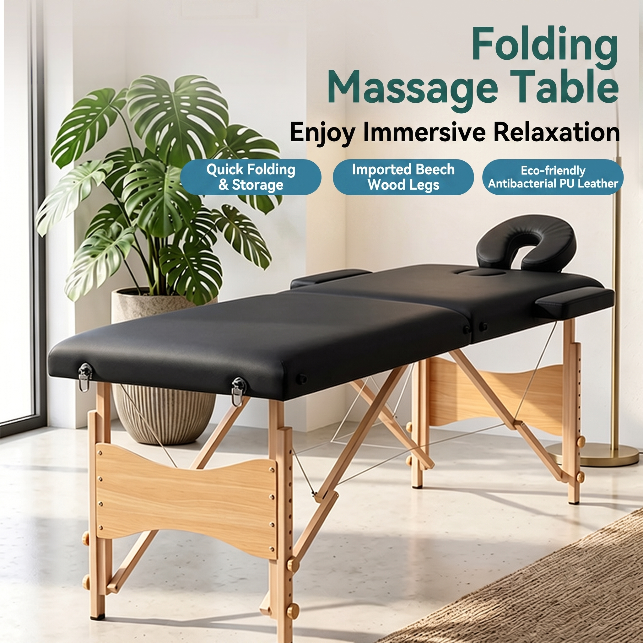 Massage Bed Portable Massage Table 28 inch Wide Lash Bed Height Adjustable 2 Folding Spa Table with Non-Woven Bag for Spa Footmassage Facial CareSpa Tattoo - Image 2