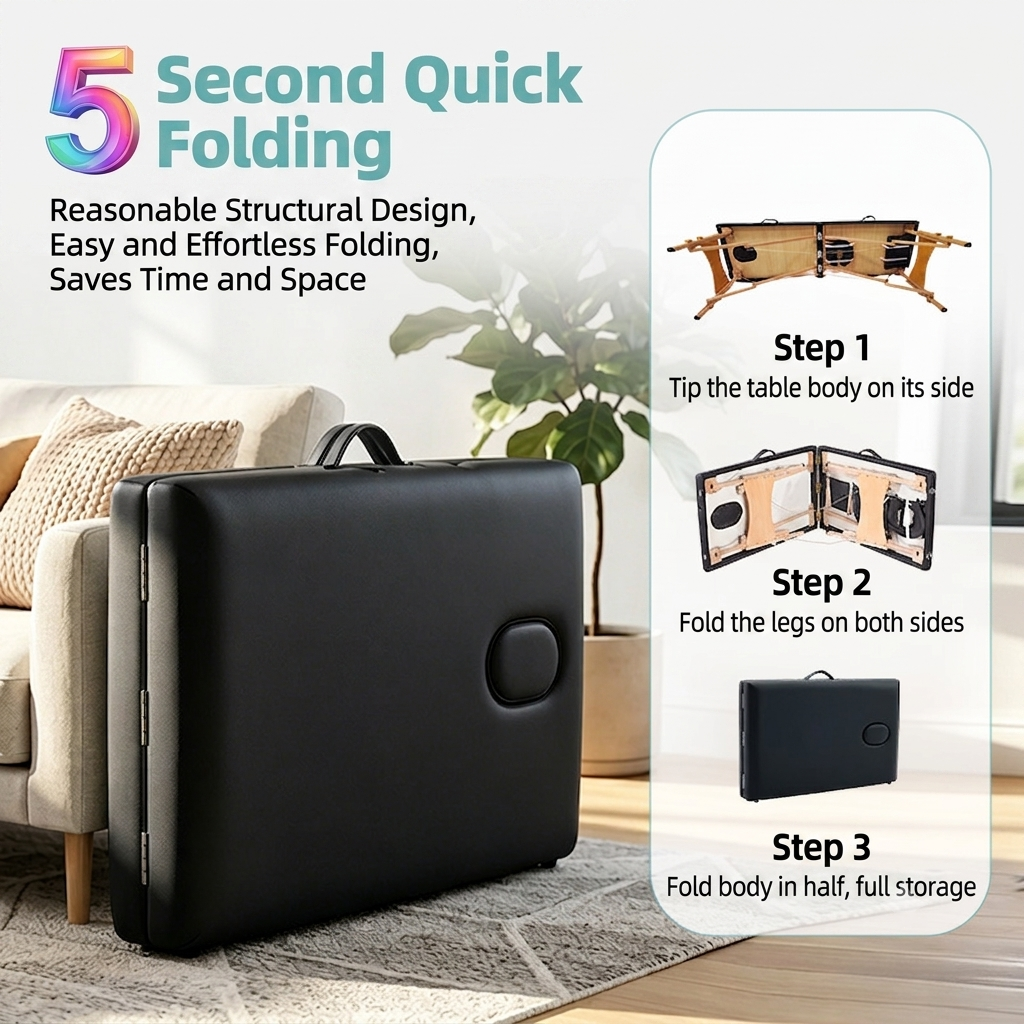 Massage Bed Portable Massage Table 28 inch Wide Lash Bed Height Adjustable 2 Folding Spa Table with Non-Woven Bag for Spa Footmassage Facial CareSpa Tattoo - Image 4